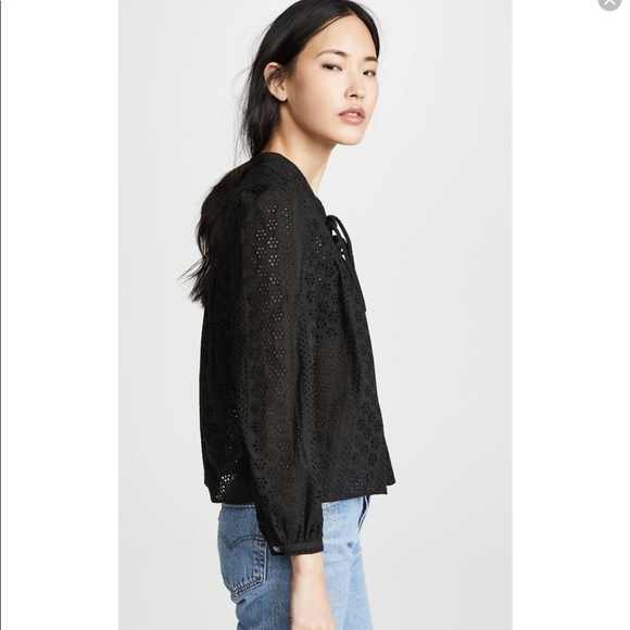 Madewell Eyelet Double-Tie Top in True Black - Picture 6 of 7
